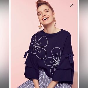 Parker Blue Oamara Flare Sleeve Sweatshirt size Large